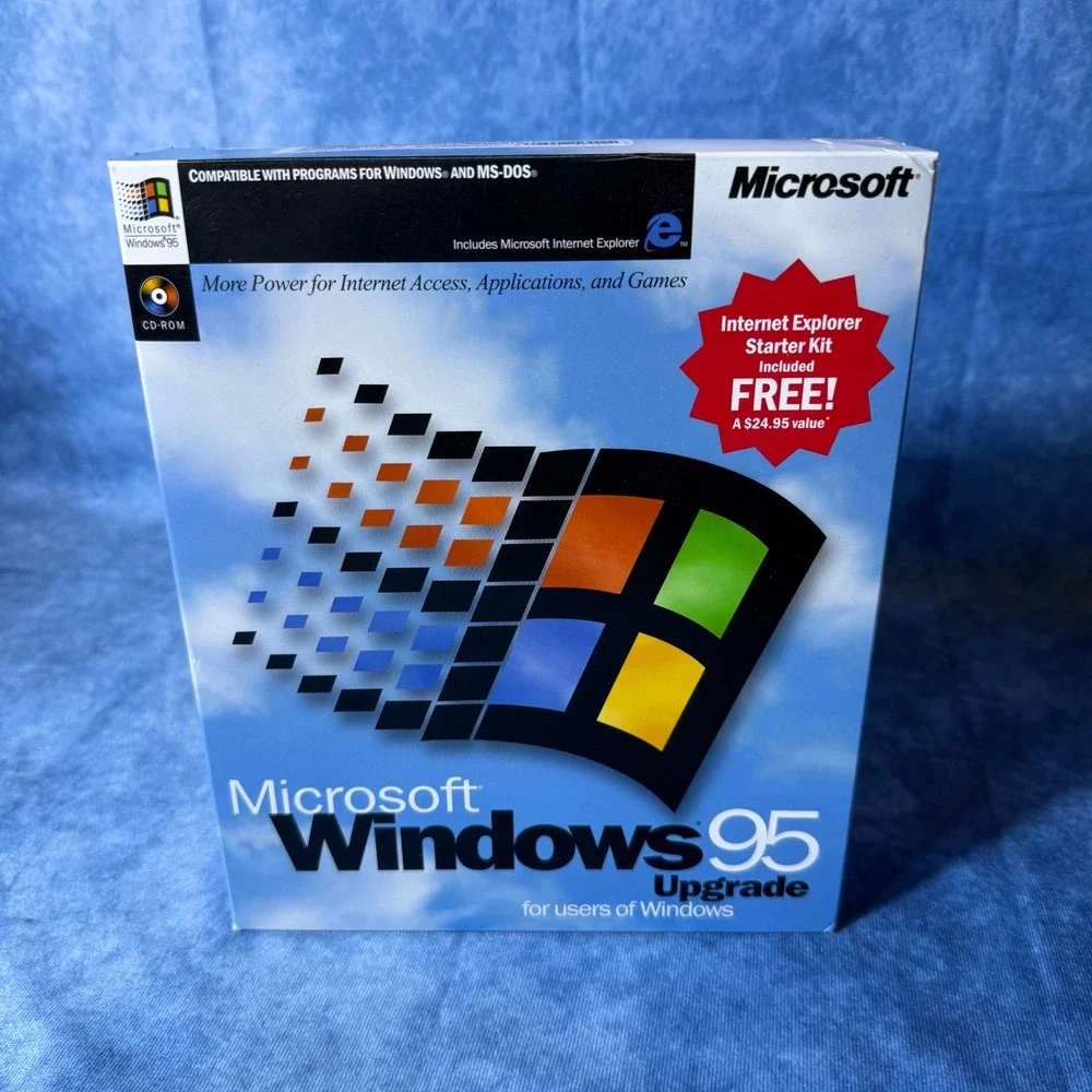 Microsoft Windows 95 Upgrade Big Box Software with CD-ROM, Product Key, Manual